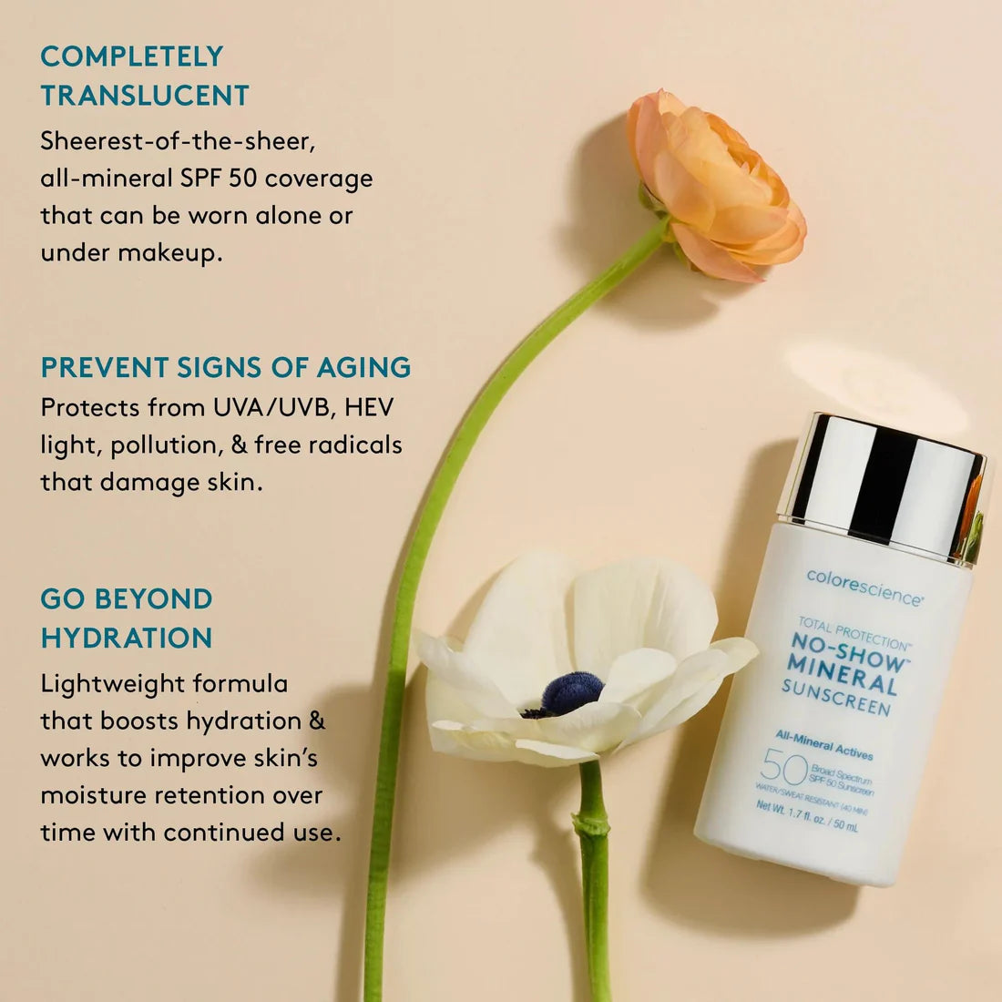 COLORESCIENCE TOTAL PROTECTION NO-SHOW MINERAL SUNSCREEN SPF 50