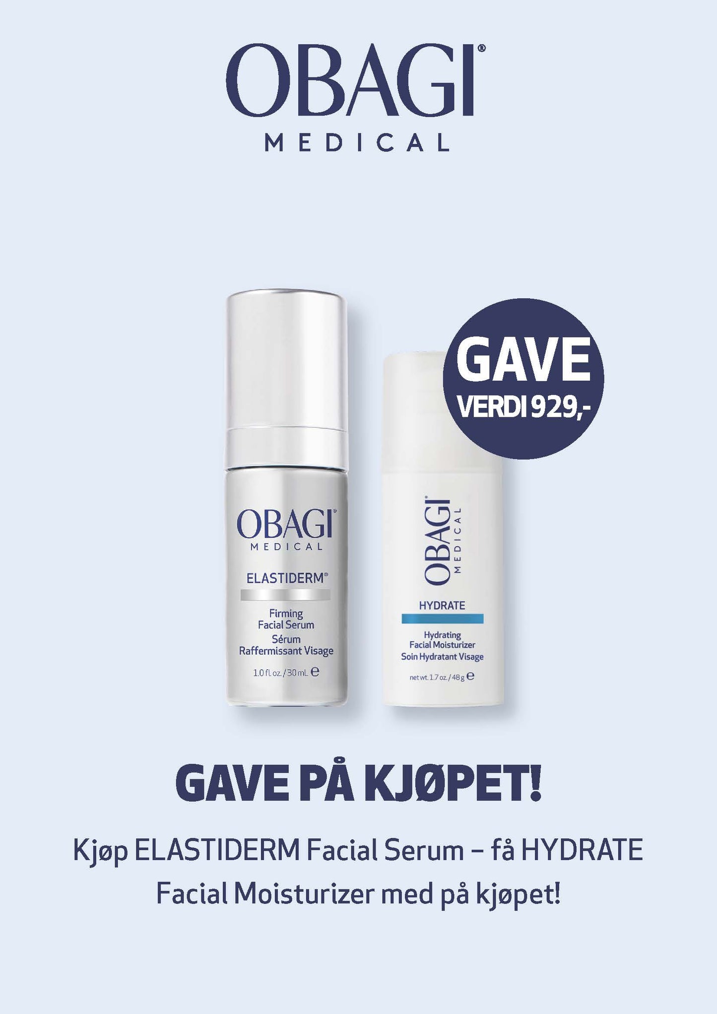 Kampanje- ELASTIderm Firming Facial Serum 30 ml, få gratis Hydrate Cream Obagi (Verdi 929kr)
