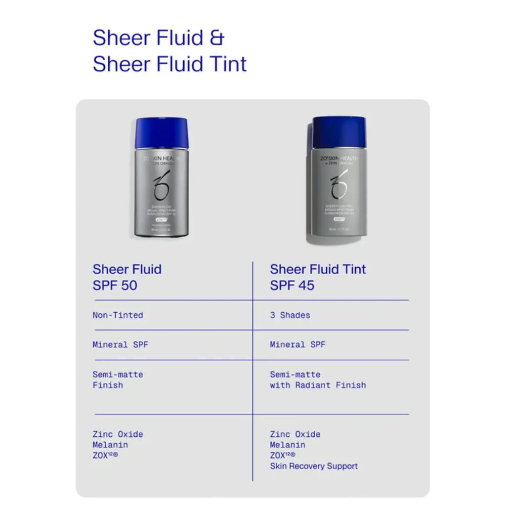ZO Skin Health Sheer Fluid Tint SPF 30 — Lett mineralsk solkrem med farge 50 ml